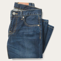 Men Boot Cut | Stetson 1014 Fit Semi-Destructed Wash Jeans Blue
