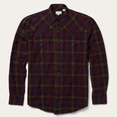 Men Classic Cut | Stetson Black Wine Plaid Flannel Western Shirt Wine