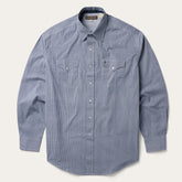 Men Classic Cut | Stetson Blue Deco Geo Print Western Shirt Blue