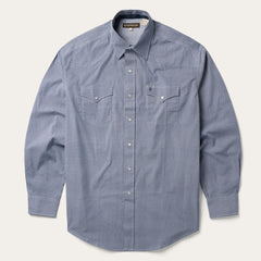 Men Classic Cut | Stetson Blue Deco Geo Print Western Shirt Blue