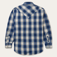Men Classic Cut | Stetson Blue Ombre Plaid Western Shirt Blue