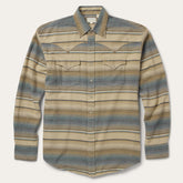Men Classic Cut | Stetson Blue Stripe Flannel Western Shirt Blue