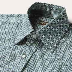 Men Classic Cut | Stetson Circle Diamond Print Short Sleeve Western Shirt Green