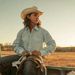 Men Classic Cut | Stetson Geo Western Shirt Blue
