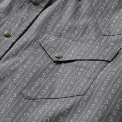 Men Classic Cut | Stetson Horseshoe Stripe Print Shirt Grey