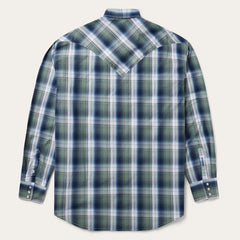 Men Classic Cut | Stetson Lucky Diamond Plaid Western Shirt Green