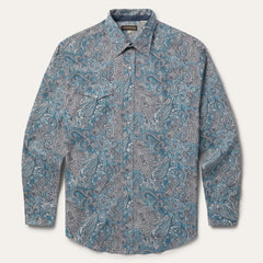 Men Classic Cut | Stetson Paisley Western Shirt Green