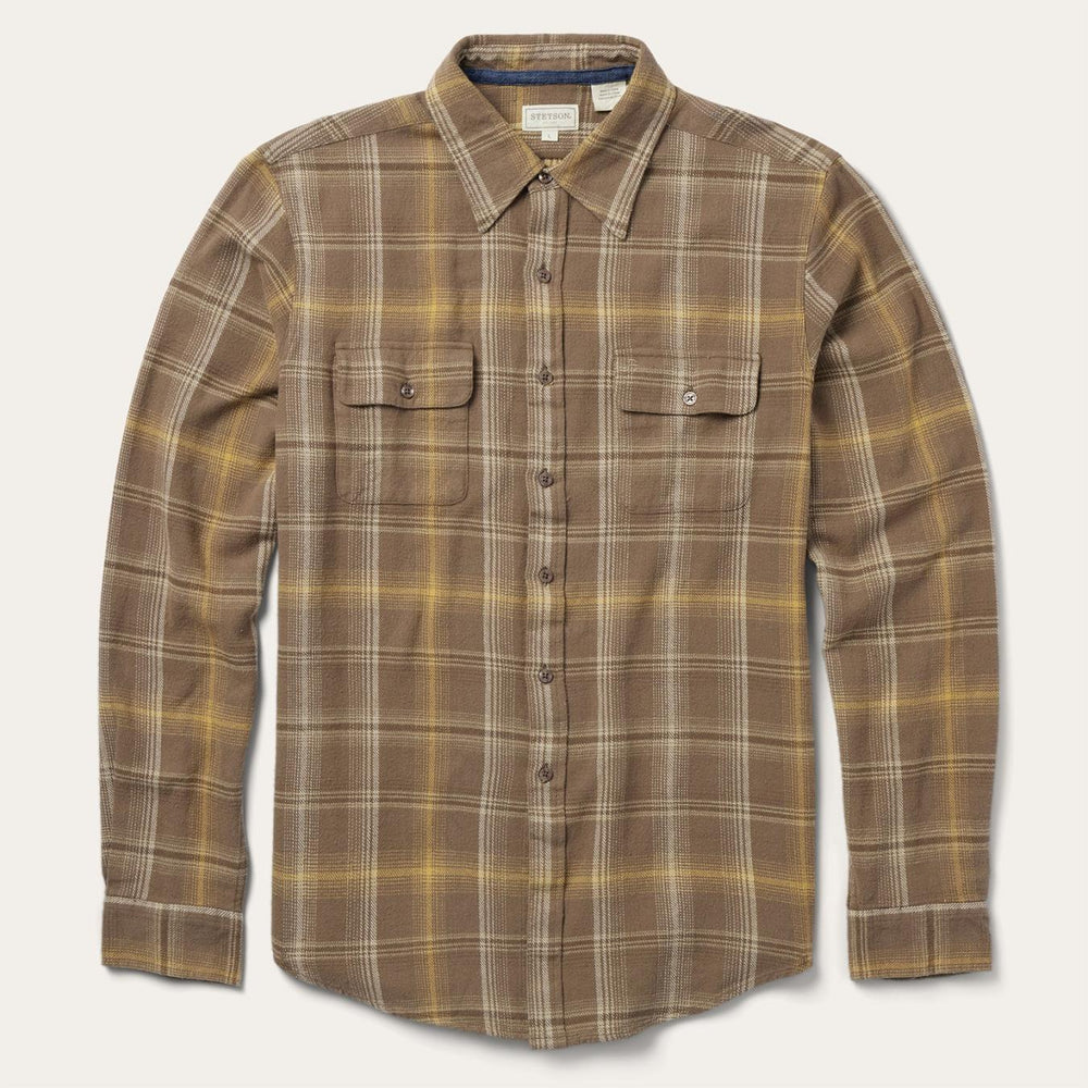 Men Flannel Shirts | Stetson Brown Flannel Button-Front Shirt Brown
