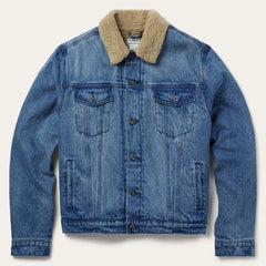 Men Jackets | Stetson Denim Sherpa Jacket Blue