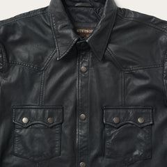 Men Jackets | Stetson Leather Western Shirt Jacket Black