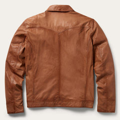 Men Jackets | Stetson Zip-Front Lightweight Leather Jacket Brown