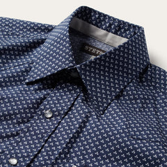Men Modern Cut | Stetson Blue Polaris Geo Print Western Shirt Blue