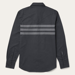 Men Modern Cut | Stetson Border Stripe Twill Western Shirt Black