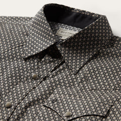 Men Modern Cut | Stetson Brown Diamond Print Western Shirt Brown