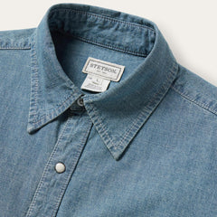 Men Modern Cut | Stetson Chambray Denim Shirt Blue