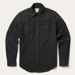 Men Modern Cut | Stetson Charcoal Corded Denim Shirt Grey