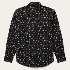 Men Modern Cut | Stetson Conversation Print Western Shirt Black