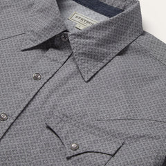 Men Modern Cut | Stetson Diamond Print Western Shirt Grey