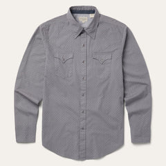 Men Modern Cut | Stetson Diamond Print Western Shirt Grey