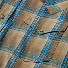 Men Modern Cut | Stetson Khaki Ombre Plaid Shirt Brown