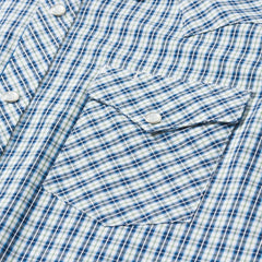 Men Modern Cut | Stetson Modern Snap Front Shirt In Mini Check Blue