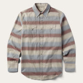 Men Modern Cut | Stetson Ombre Stripe Twill Shirt Wine