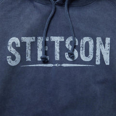 Men Sweaters & Hoodies | Stetson Distressed Logo Hooded Sweatshirt Blue