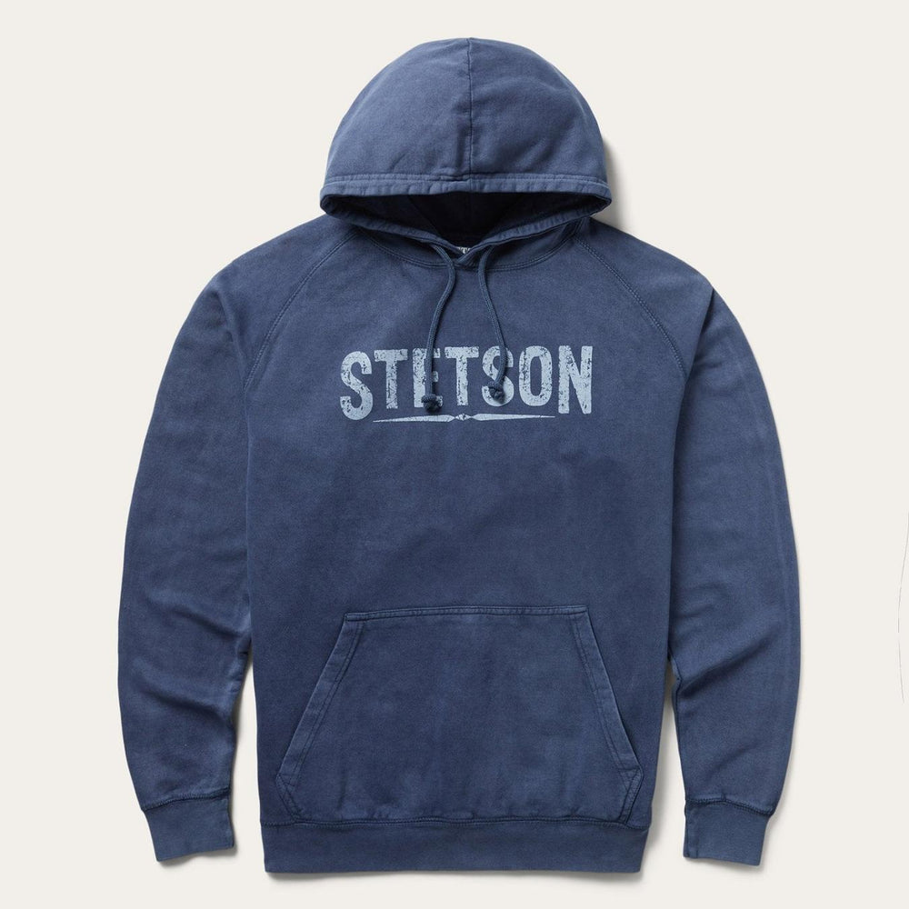 Men Sweaters & Hoodies | Stetson Distressed Logo Hooded Sweatshirt Blue