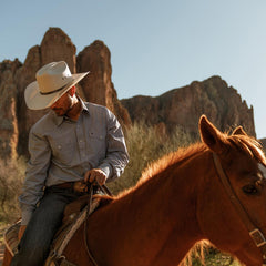 Men Western Shirts | Stetson Blue Deco Geo Print Western Shirt Blue