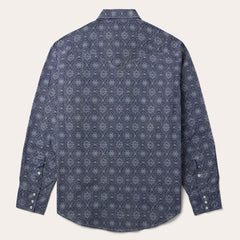 Men Western Shirts | Stetson Blue Medallion Print Western Shirt Blue