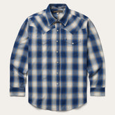 Men Western Shirts | Stetson Blue Ombre Plaid Western Shirt Blue