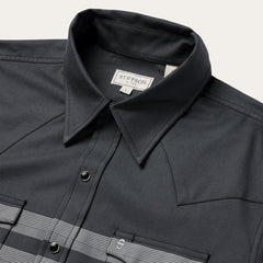 Men Western Shirts | Stetson Border Stripe Twill Western Shirt Black