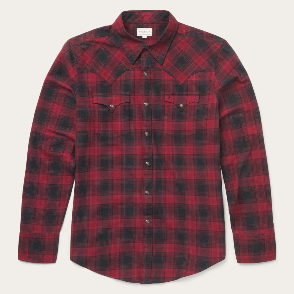 Men Western Shirts | Stetson Brushed Twill Plaid Shirt Black