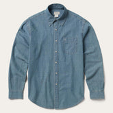 Men Western Shirts | Stetson Chambray Denim Shirt Blue