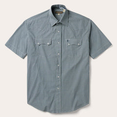 Men Western Shirts | Stetson Circle Diamond Print Short Sleeve Western Shirt Green
