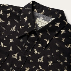 Men Western Shirts | Stetson Conversation Print Western Shirt Black