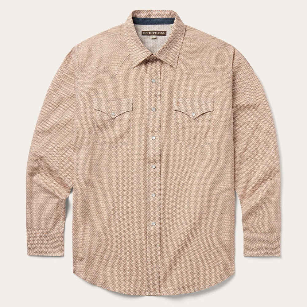 Men Western Shirts | Stetson Diamond Print Western Shirt Orange