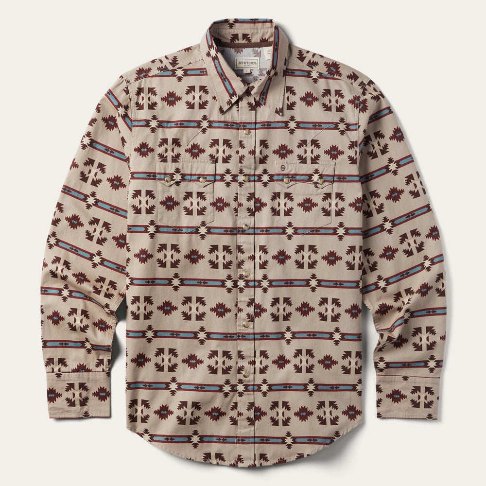 Men Western Shirts | Stetson Gaucho Stripe Shirt Brown