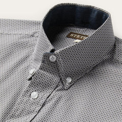 Men Western Shirts | Stetson Grey Geo Print Button Front Shirt Grey