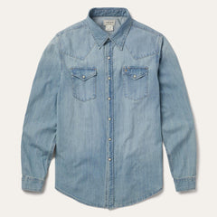 Men Western Shirts | Stetson Long-Sleeved Denim Shirt Blue