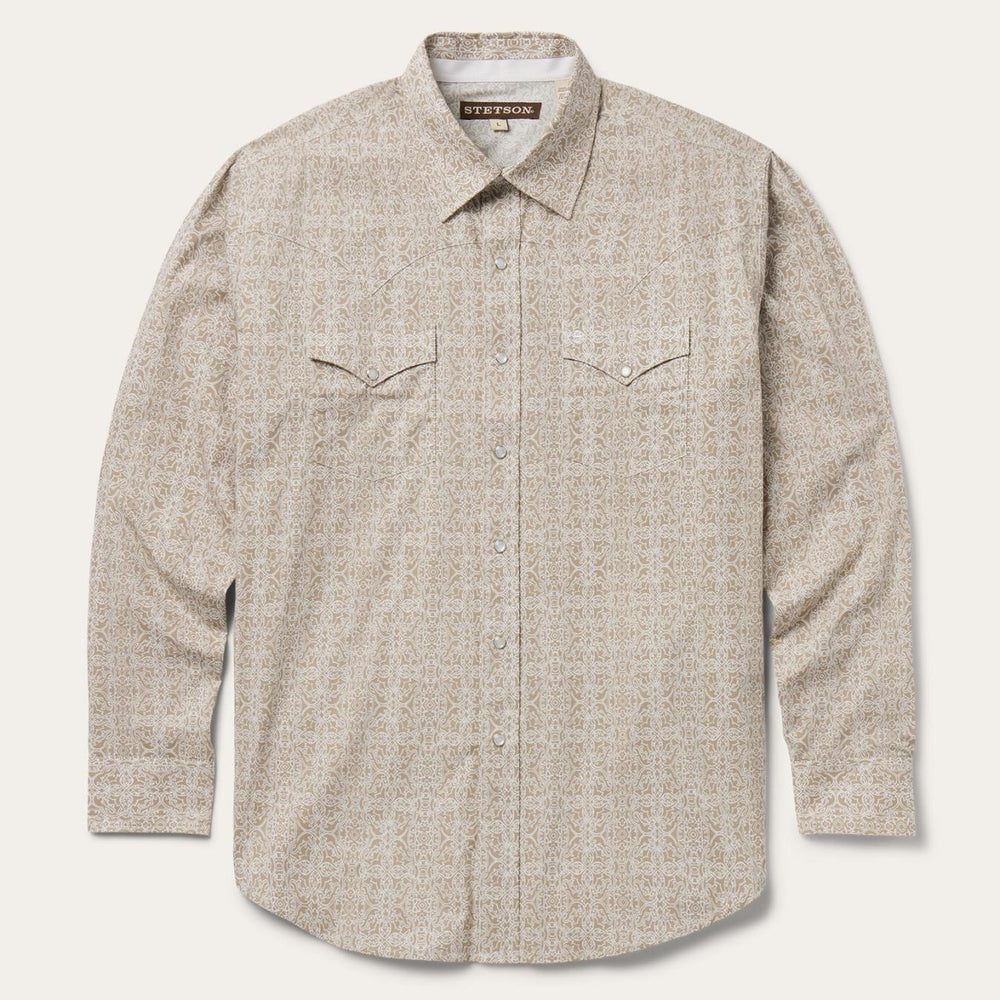 Men Western Shirts | Stetson Medallion Print Western Shirt Brown