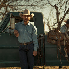 Men Western Shirts | Stetson Micro Print Western Shirt Blue