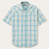 Men Western Shirts | Stetson Ombre Plaid Short Sleeve Western Shirt Blue