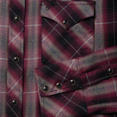 Men Western Shirts | Stetson Red Marl Plaid Western Shirt Red