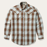 Men Western Shirts | Stetson Sand Ombre Plaid Western Shirt Brown