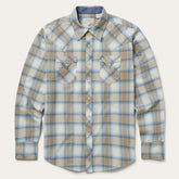 Men Western Shirts | Stetson Sand Plaid Dobby Western Shirt Brown