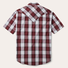 Men Western Shirts | Stetson Shadow Plaid Short Sleeve Western Shirt Wine