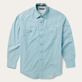 Men Western Shirts | Stetson Silver Diamond Neat Print Western Shirt Blue