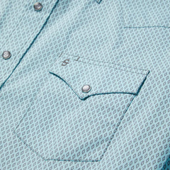 Men Western Shirts | Stetson Silver Diamond Neat Print Western Shirt Blue