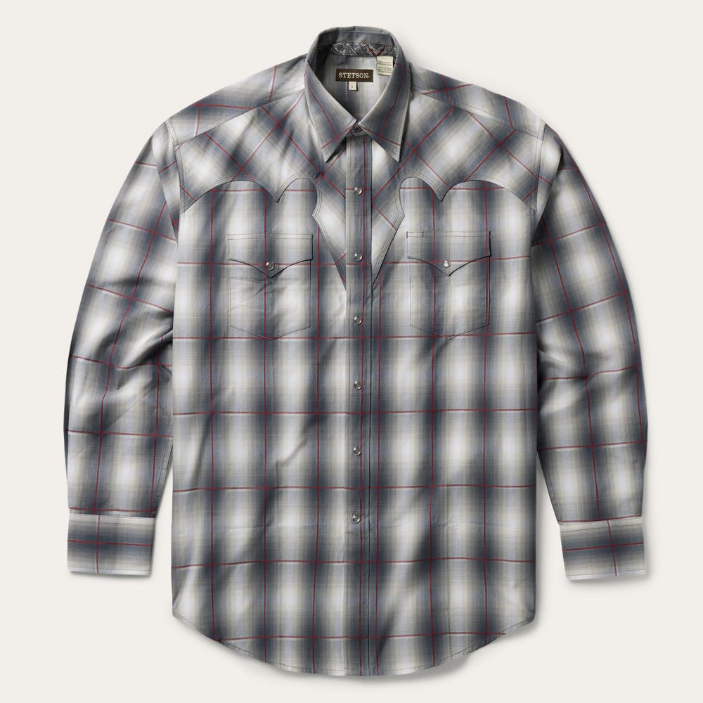Men Western Shirts | Stetson Smoke Ombre Western Shirt Grey